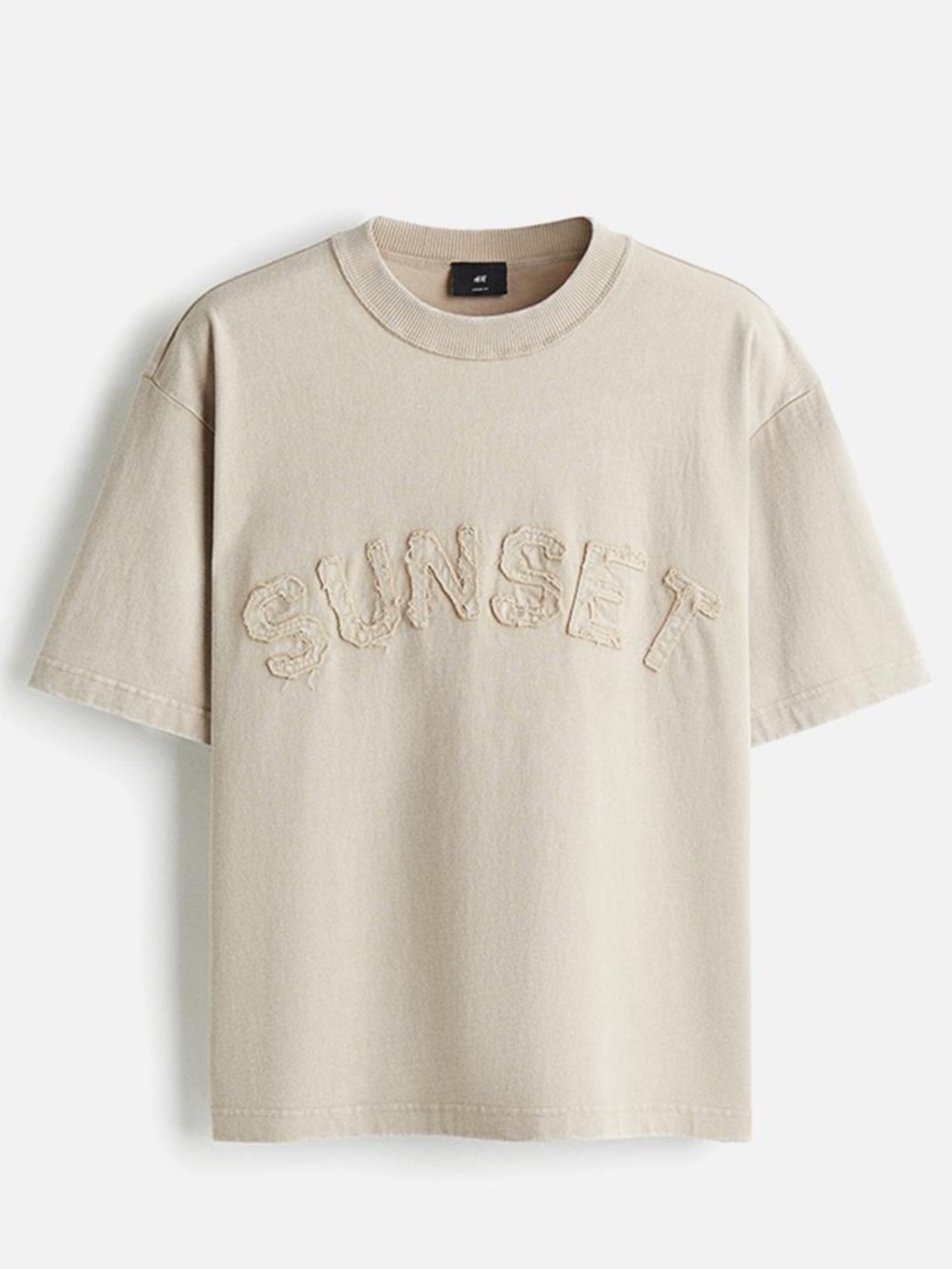 New H&M 100% Cotton Loose Fit Beige T Shirt L